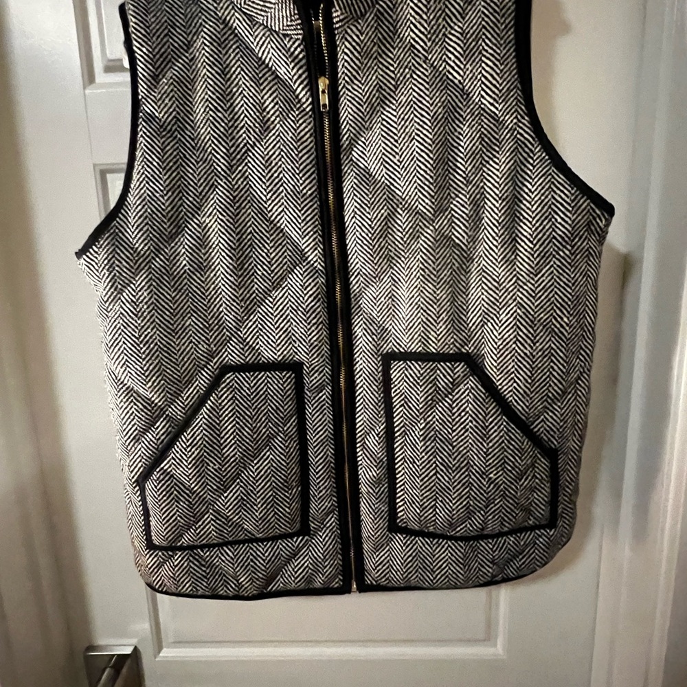 Black and White Herringbone Vest